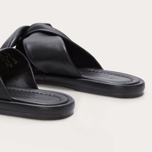 Everlane Day Twist Sandal Black Leather Flat Slide Size 8.5 New Without Box - Picture 4 of 8